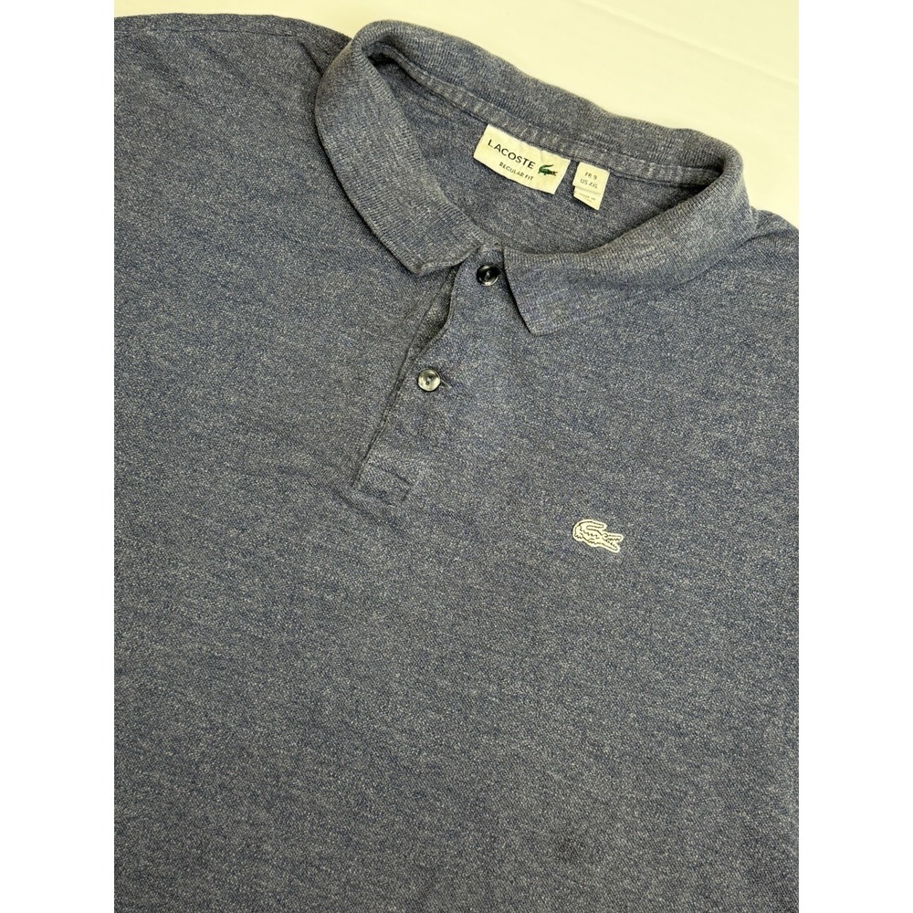 Lacoste Regular Fit‎ Polo Shirt Men's 4XL Blue Heather Short Sleeve Cotton